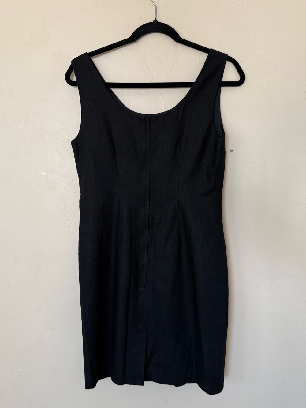 Black Linen Blend Sheath Dress Style Works Petite 6P 90s Minimalist - Picture 3 of 8